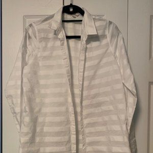 Gap white sheer stripe blouse